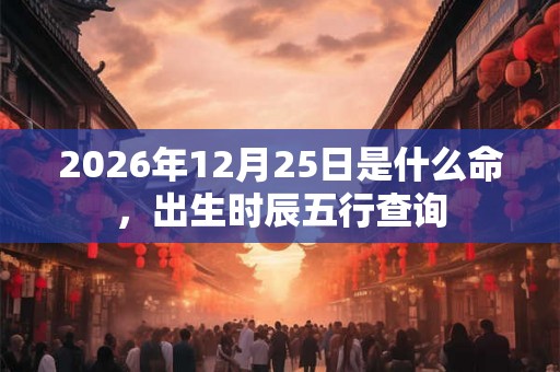 2026年12月25日是什么命，出生时辰五行查询