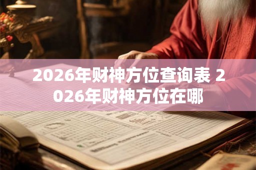 2026年财神方位查询表 2026年财神方位在哪