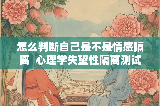 怎么判断自己是不是情感隔离 心理学失望性隔离测试 怎么判断自己是不是情感隔离 心理学失望性隔离测试