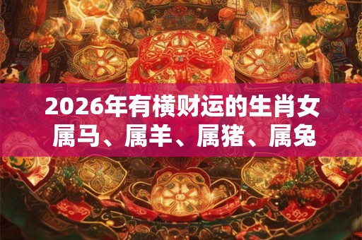 2026年有横财运的生肖女 属马、属羊、属猪、属兔