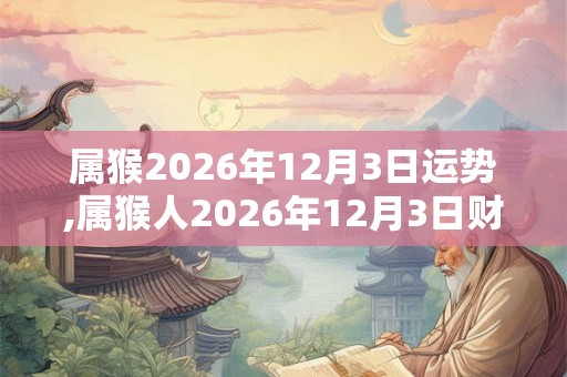 属猴2026年12月3日运势,属猴人2026年12月3日财运,生肖猴2026年12月3日运势