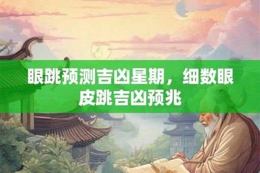 眼跳预测吉凶星期，细数眼皮跳吉凶预兆