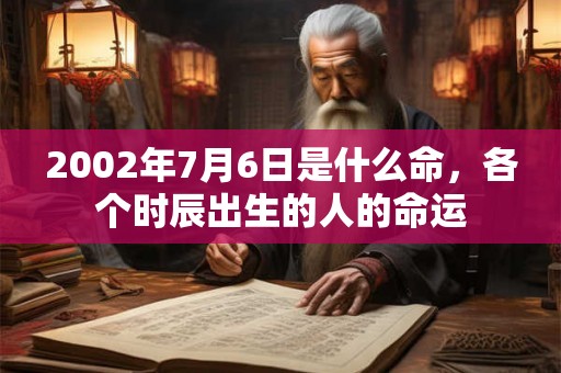 2002年7月6日是什么命，各个时辰出生的人的命运