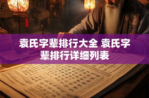 袁氏字辈排行大全 袁氏字辈排行详细列表