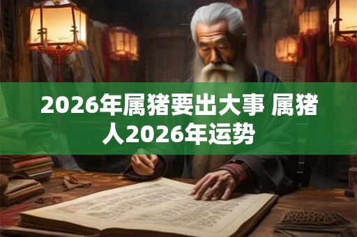 2026年属猪要出大事 属猪人2026年运势