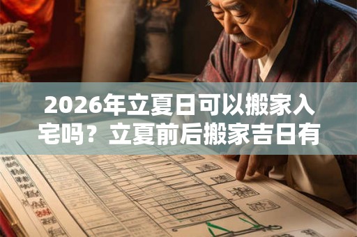 2026年立夏日可以搬家入宅吗？立夏前后搬家吉日有哪些？