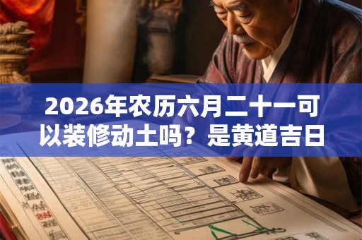 2026年农历六月二十一可以装修动土吗？是黄道吉日吗？
