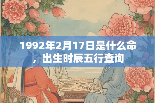 1992年2月17日是什么命，出生时辰五行查询