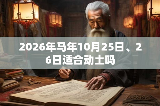 2026年马年10月25日、26日适合动土吗