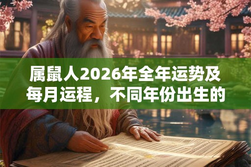 属鼠人2026年全年运势及每月运程，不同年份出生的属鼠人运势大全