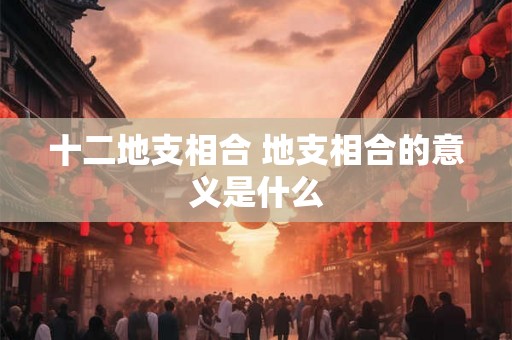 十二地支相合 地支相合的意义是什么