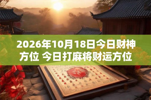 2026年10月18日今日财神方位 今日打麻将财运方位一览表