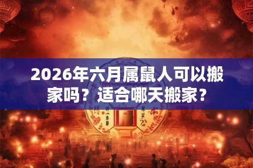 2026年六月属鼠人可以搬家吗？适合哪天搬家？