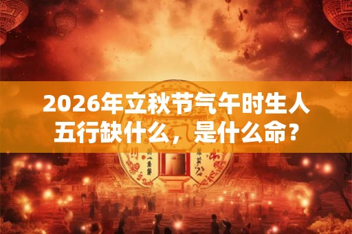 2026年立秋节气午时生人五行缺什么，是什么命？