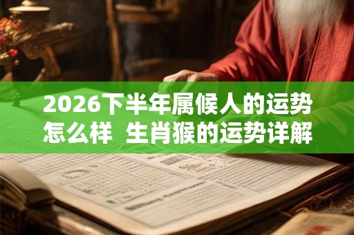 2026下半年属候人的运势怎么样 生肖猴的运势详解 2026下半年属候人的运势怎么样 生肖猴的运势详解