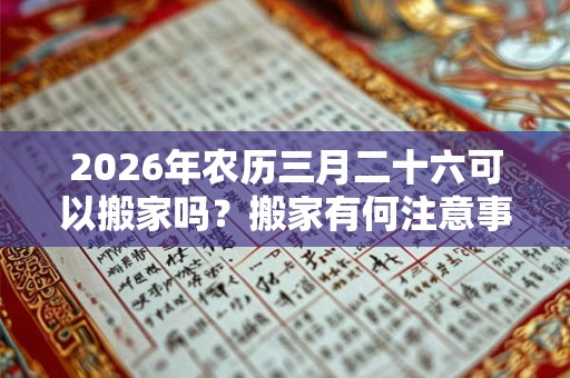 2026年农历三月二十六可以搬家吗？搬家有何注意事项？
