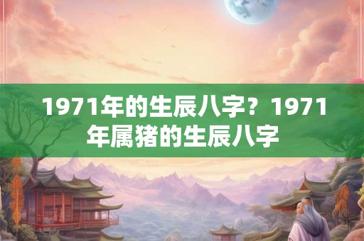 1971年的生辰八字？1971年属猪的生辰八字