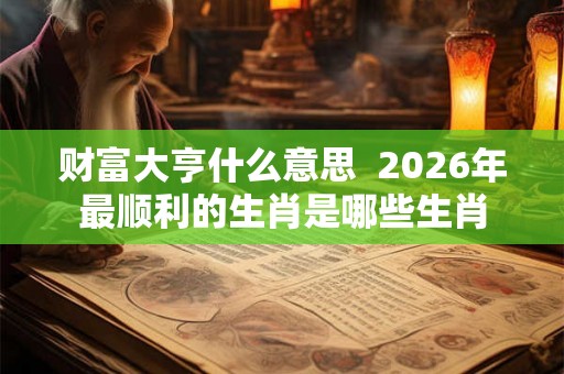 财富大亨什么意思  2026年最顺利的生肖是哪些生肖