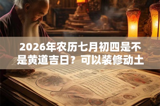 2026年农历七月初四是不是黄道吉日？可以装修动土吗？