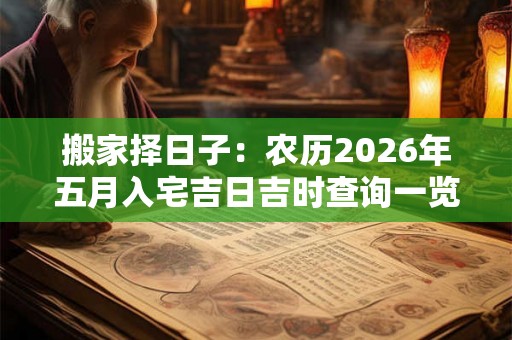 搬家择日子:农历2026年五月入宅吉日吉时查询一览表 搬家择日子:农历2026年五月入宅吉日吉时查询一览表