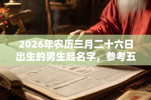 2026年农历三月二十六日出生的男生起名字，参考五行八字取名