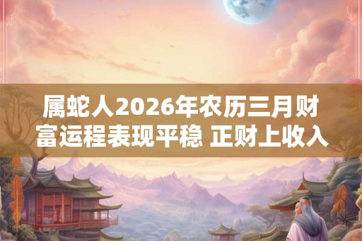 属蛇人2026年农历三月财富运程表现平稳 正财上收入稳定