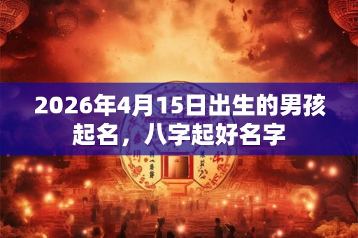 2026年4月15日出生的男孩起名，八字起好名字