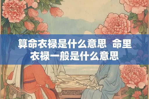 算命衣禄是什么意思  命里衣禄一般是什么意思
