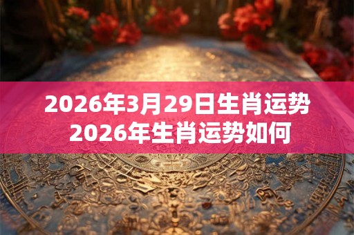 2026年3月29日生肖运势 2026年生肖运势如何