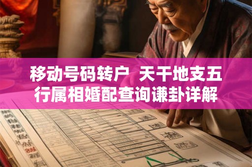 移动号码转户  天干地支五行属相婚配查询谦卦详解