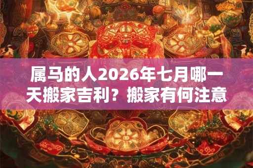 属马的人2026年七月哪一天搬家吉利？搬家有何注意事项？