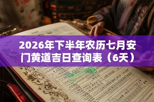 2026年下半年农历七月安门黄道吉日查询表（6天）
