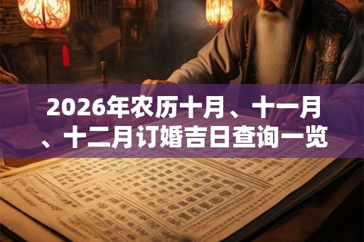 2026年农历十月、十一月、十二月订婚吉日查询一览表！