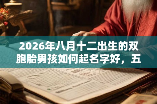 2026年八月十二出生的双胞胎男孩如何起名字好，五行属什么？