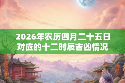 2026年农历四月二十五日对应的十二时辰吉凶情况