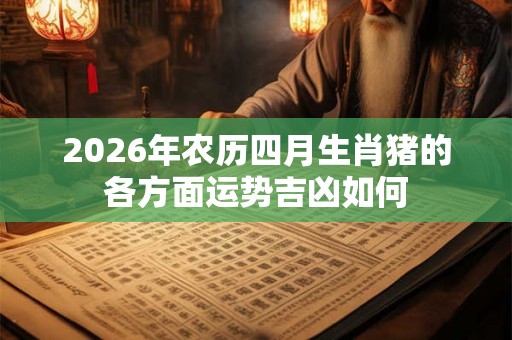 2026年农历四月生肖猪的各方面运势吉凶如何